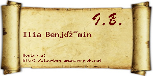 Ilia Benjámin névjegykártya